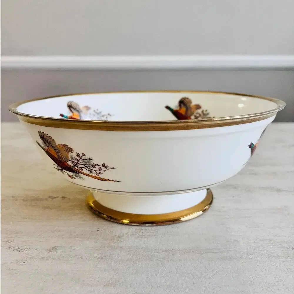 Sheriden Pheasant Bone China Footed Serving Bowl Staffordshire England 10